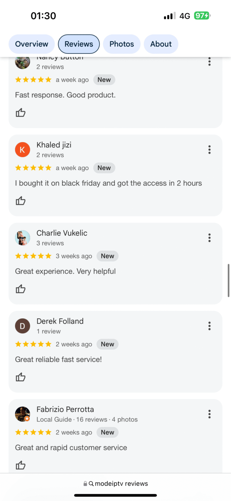 Customer feedback and testimonials for IPTV Suisse services