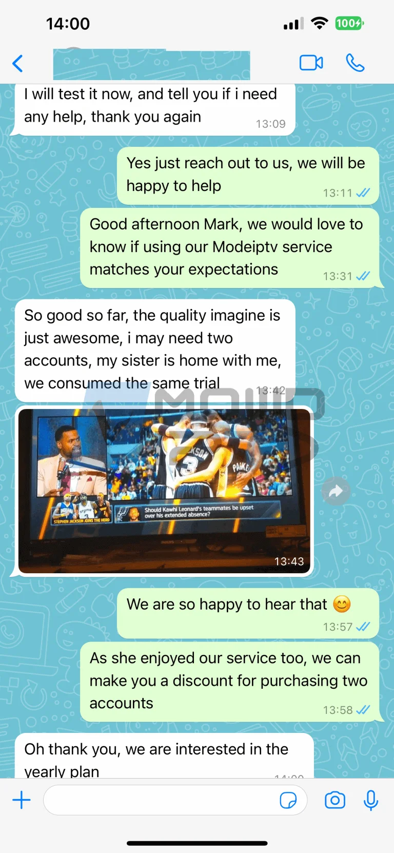 Customer feedback and testimonials for IPTV Suisse services